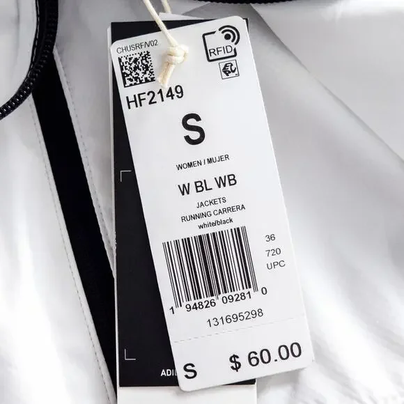 Adidas Carrera Running Jacket Women's Size Small White Sporty Streetwear - Picture 12 of 12